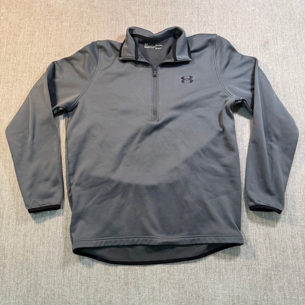 Under Armour ColdGear Mens Medium Gray Quarter Zip Fleece Pullover Loose Fit